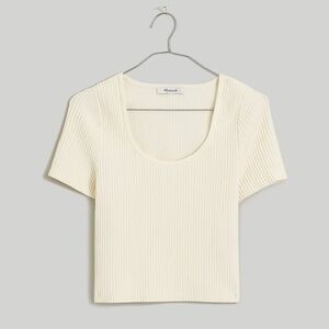Madewell Women’s Ottoman Crop Sweater Tee Bright Ivory Size S